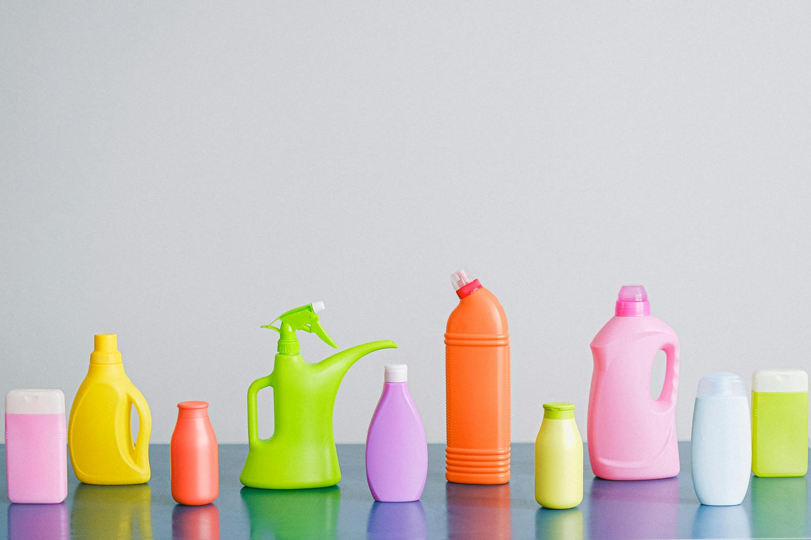 Composition of detergents on table